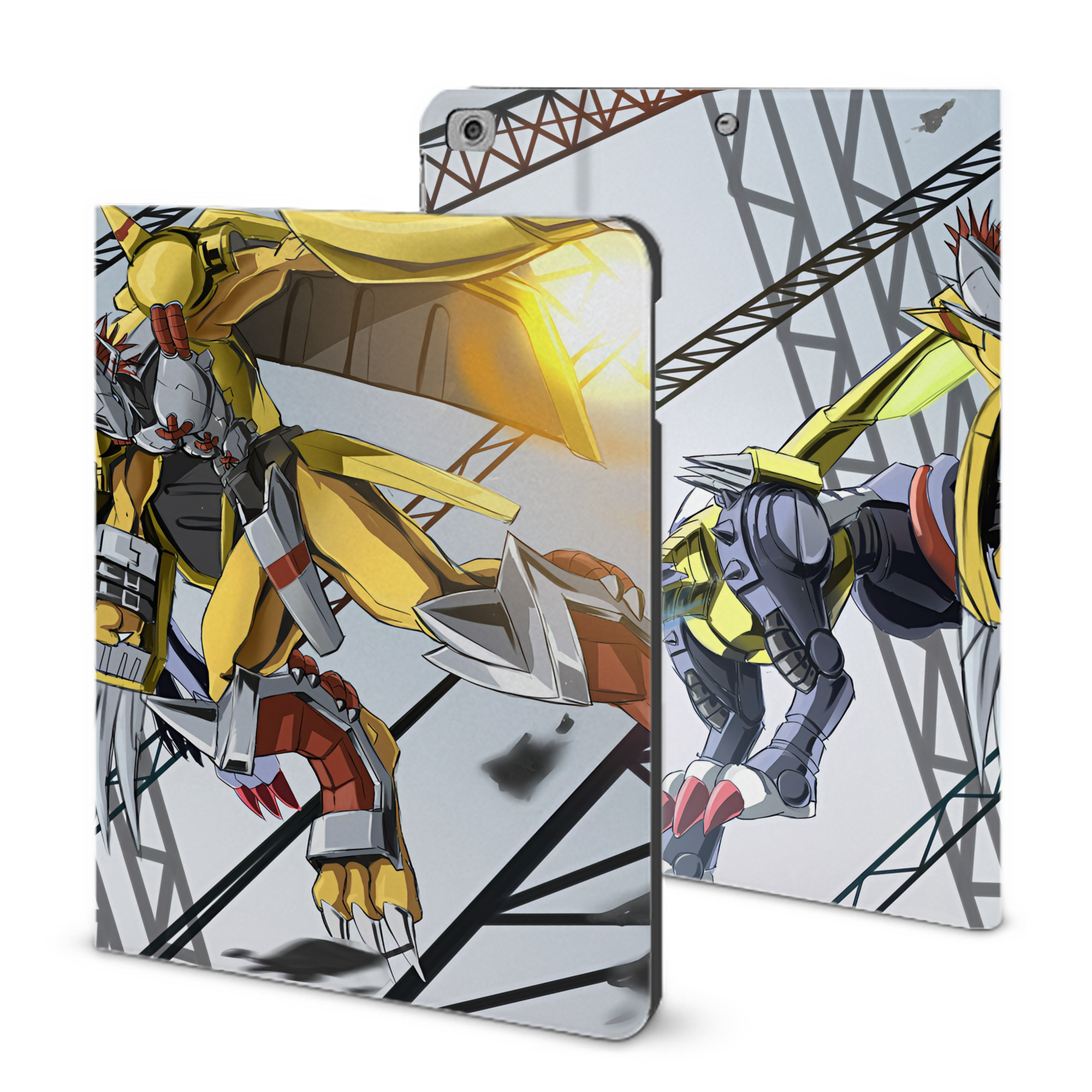 （画像用） Digimon デジタルモンスター/デジモン IPad ケース ブック型 PUレザー TPU 耐衝撃 軽量 薄型 ペン収納なし 全面保護 IPad 各モデル対応